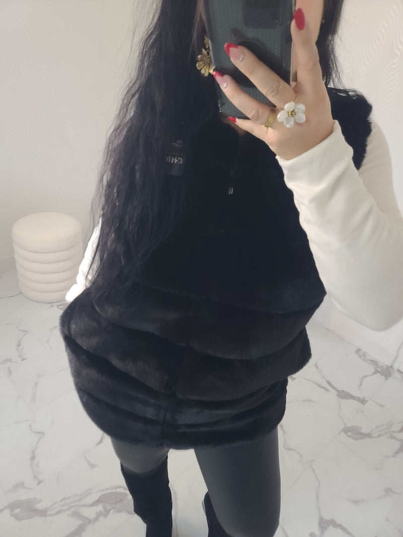 Manteau BRAYDEN fausse fourrure noir