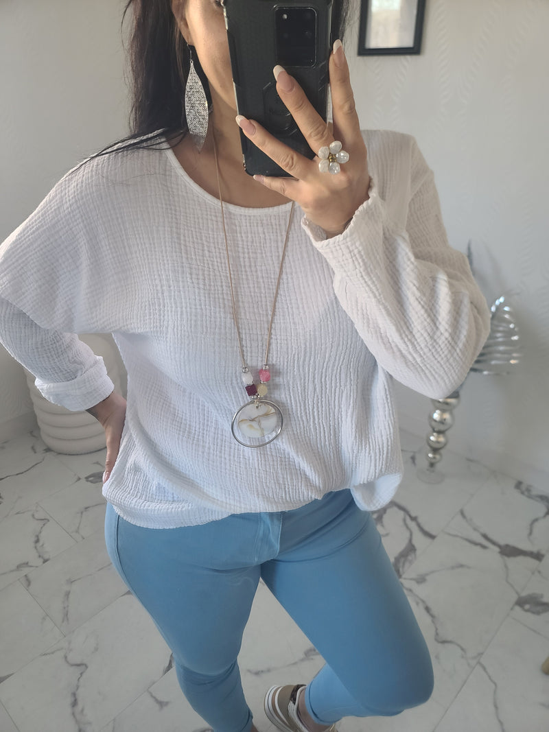 Top+Collier IMANI blanc