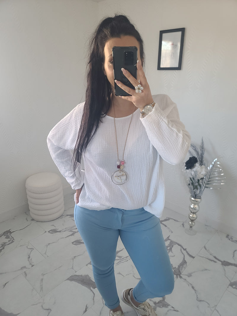 Top+Collier IMANI blanc