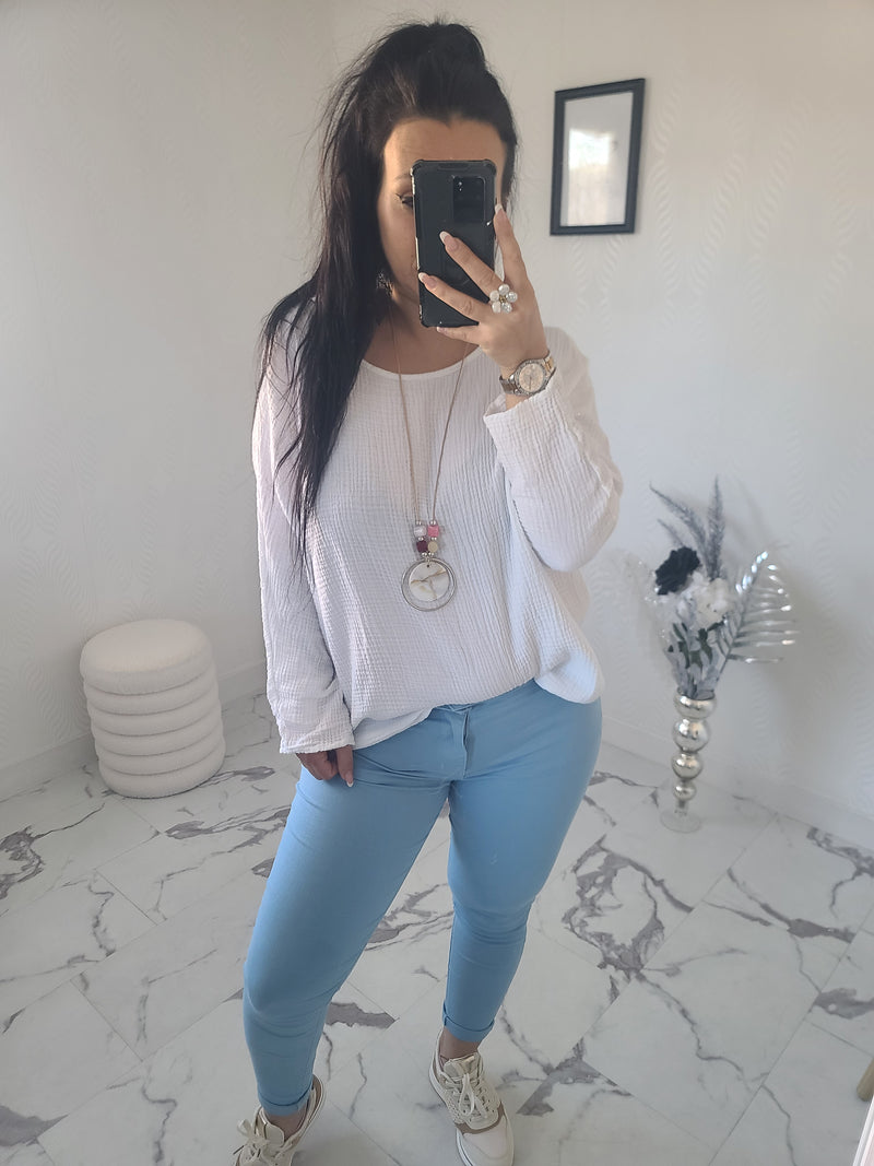 Top+Collier IMANI blanc