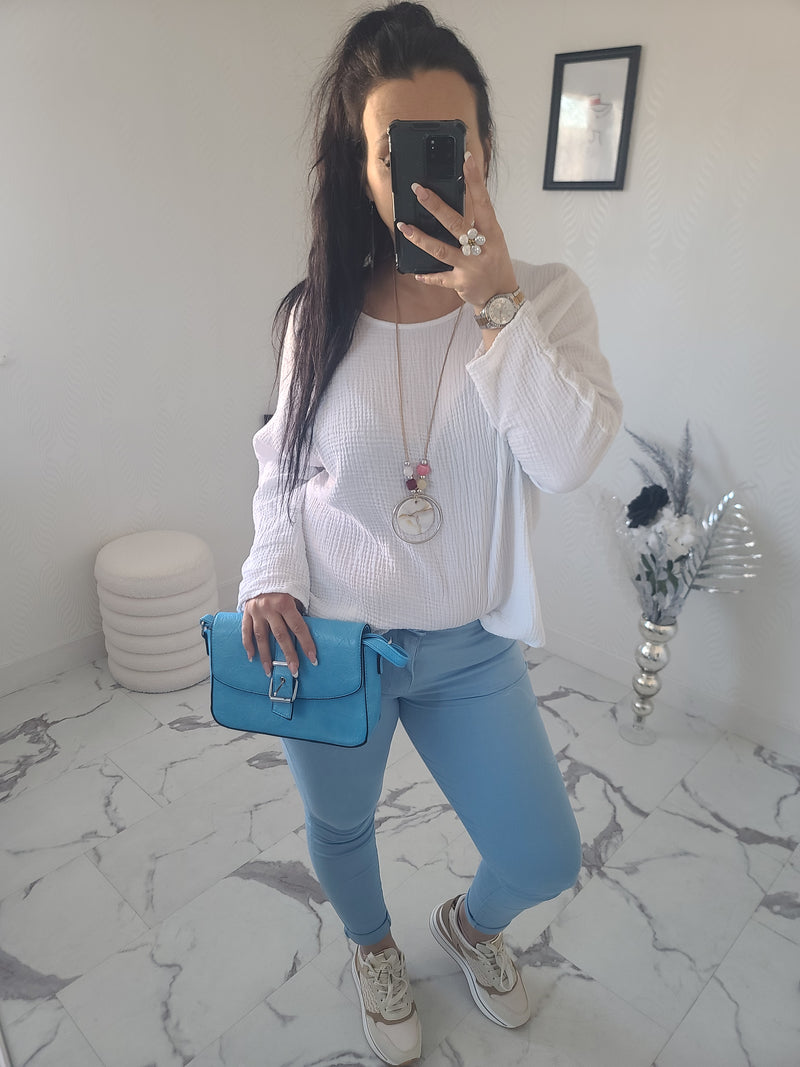 Top+Collier IMANI blanc