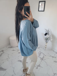 Top+Collier IMANI bleu jeans