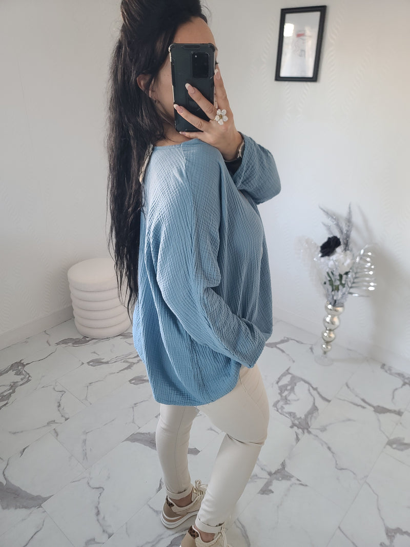 Top+Collier IMANI bleu jeans