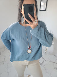 Top+Collier IMANI bleu jeans