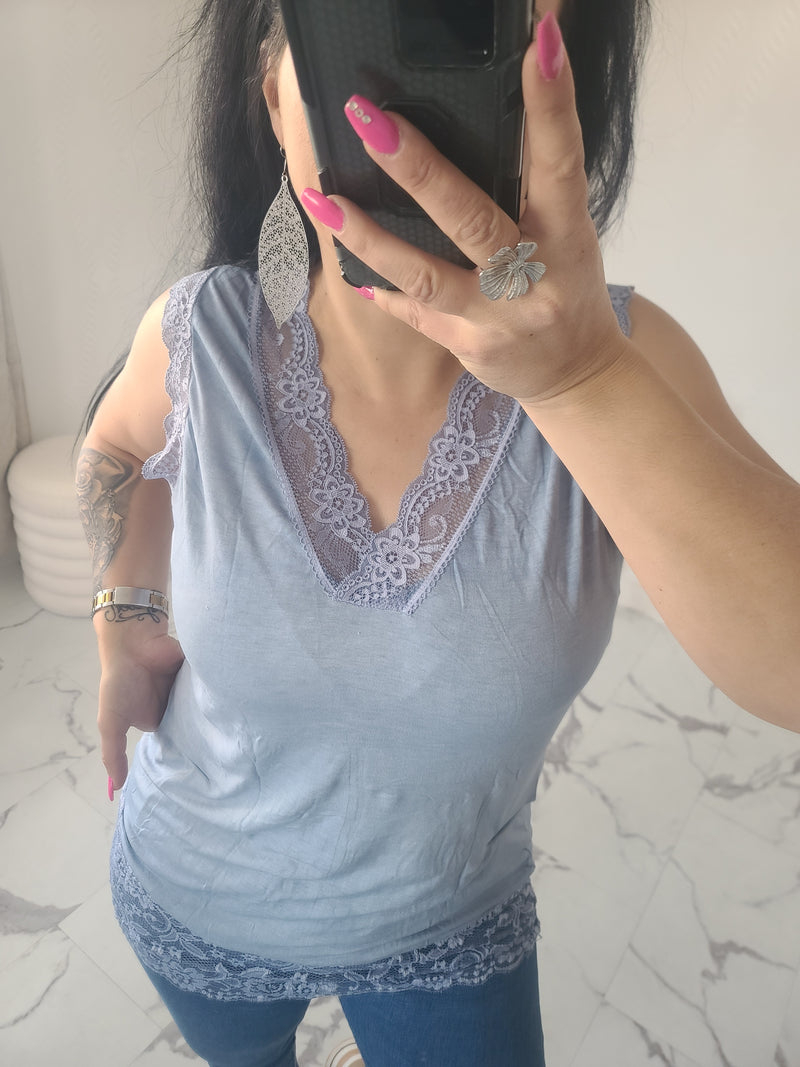 Rouleau débardeur dentelle LOAN bleu jeans