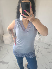 Rouleau débardeur dentelle LOAN bleu jeans