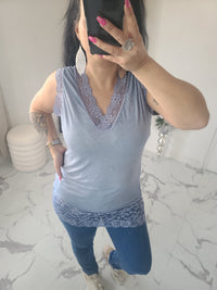 Rouleau débardeur dentelle LOAN bleu jeans