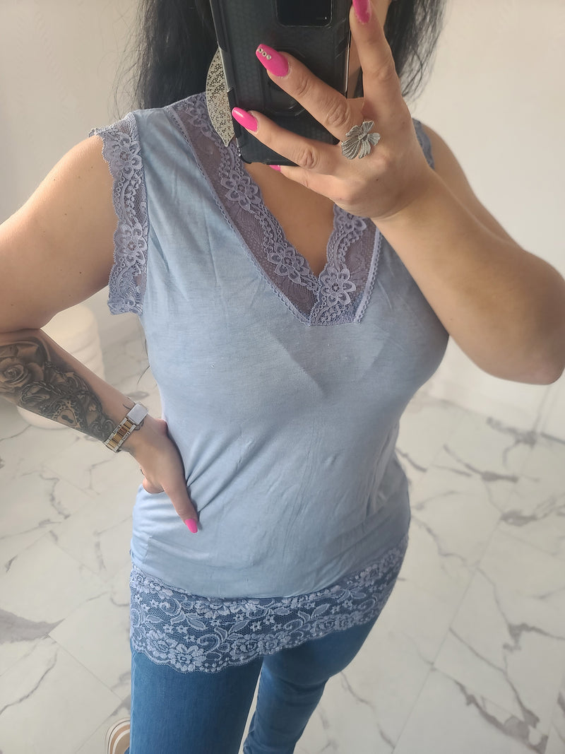 Rouleau débardeur dentelle LOAN bleu jeans