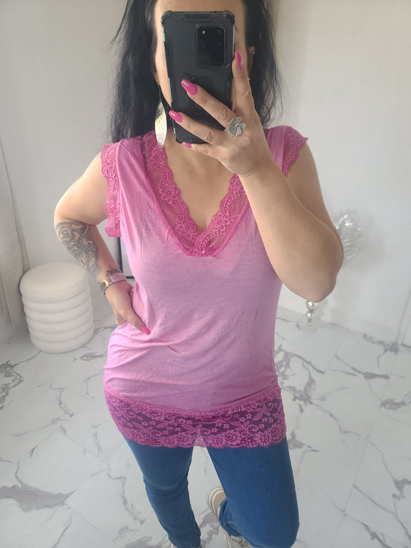 Rouleau débardeur dentelle LOAN fuchsia