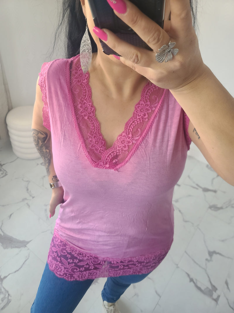 Rouleau débardeur dentelle LOAN fuchsia