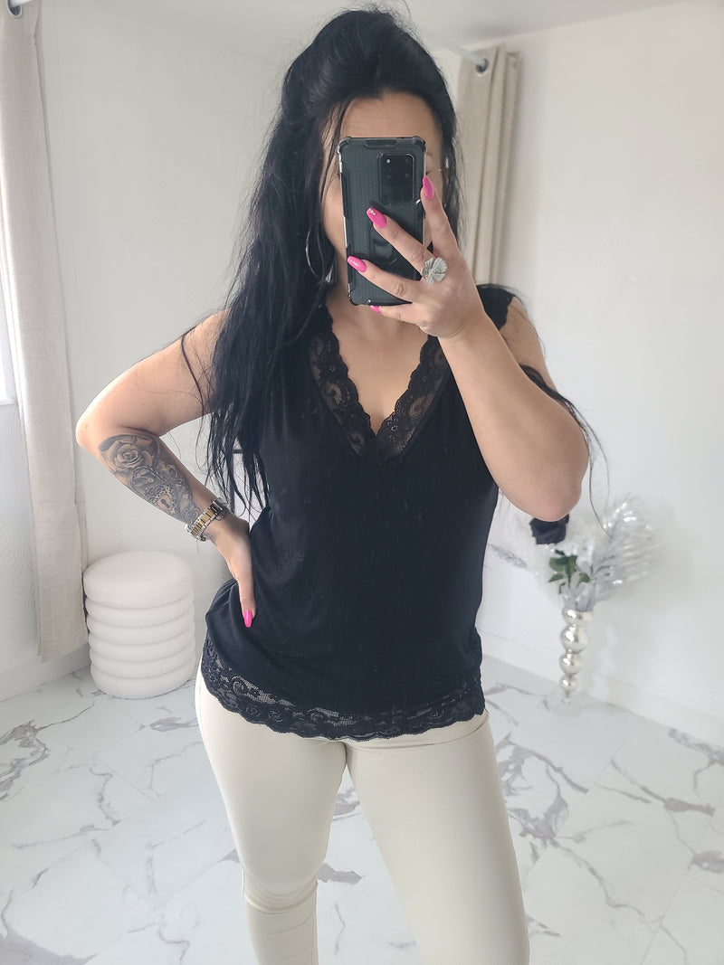 Rouleau débardeur dentelle LOAN noir