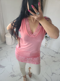 Rouleau débardeur dentelle LOAN corail