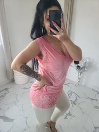 Rouleau débardeur dentelle LOAN corail