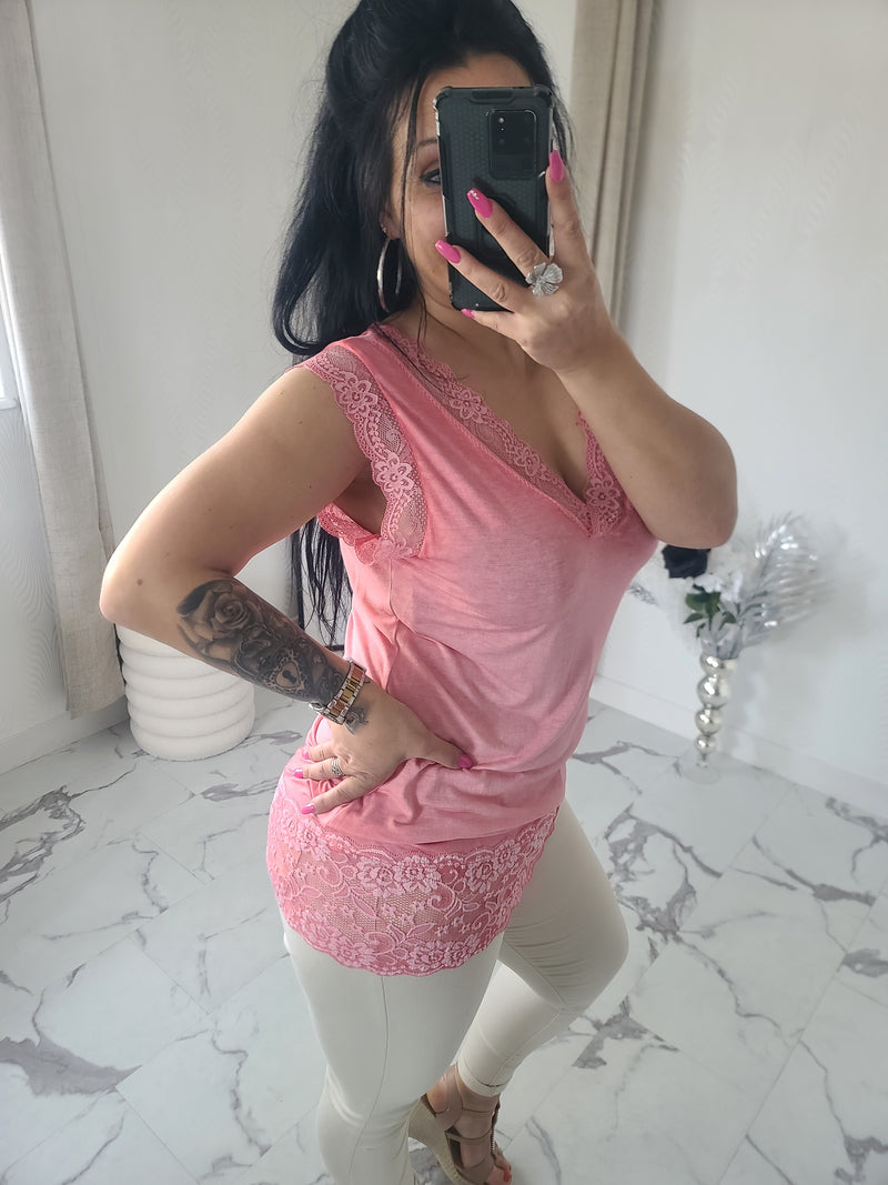 Rouleau débardeur dentelle LOAN corail