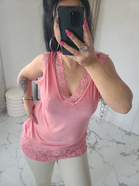 Rouleau débardeur dentelle LOAN corail