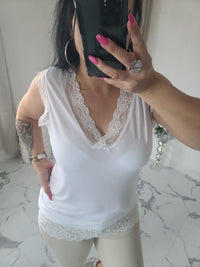 Rouleau débardeur dentelle LOAN blanc