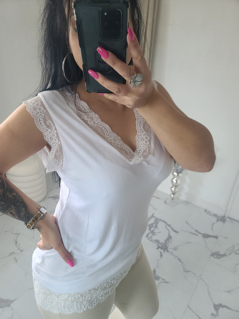 Rouleau débardeur dentelle LOAN blanc