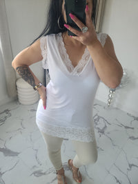 Rouleau débardeur dentelle LOAN blanc