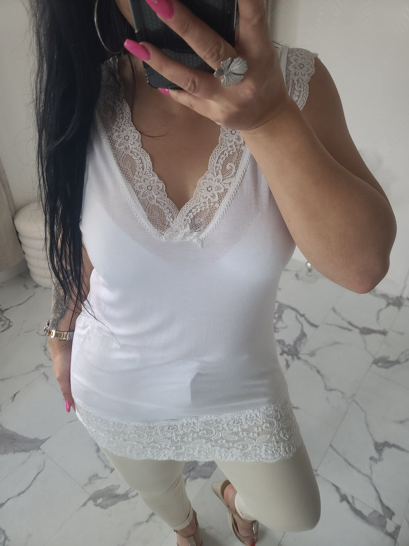 Rouleau débardeur dentelle LOAN blanc