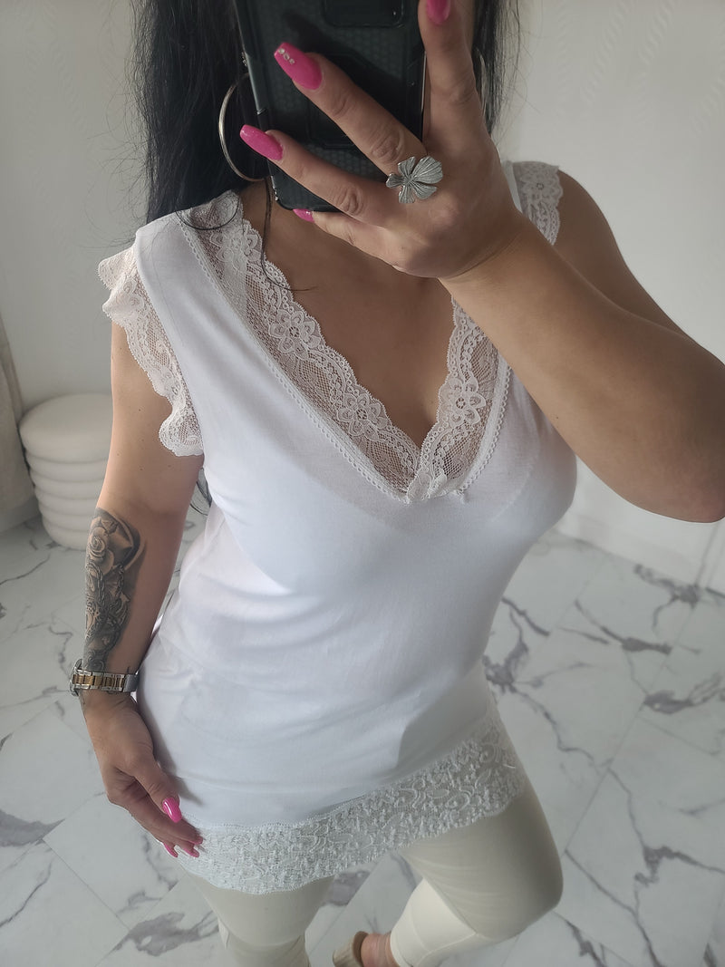 Rouleau débardeur dentelle LOAN blanc