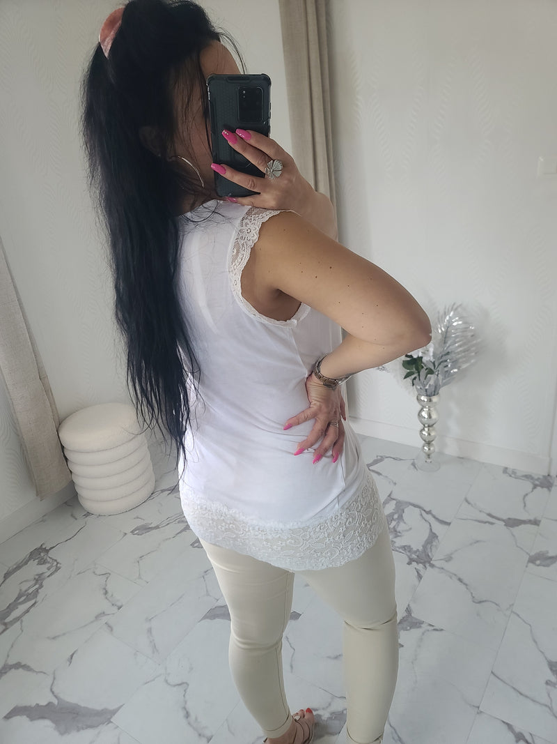 Rouleau débardeur dentelle LOAN blanc