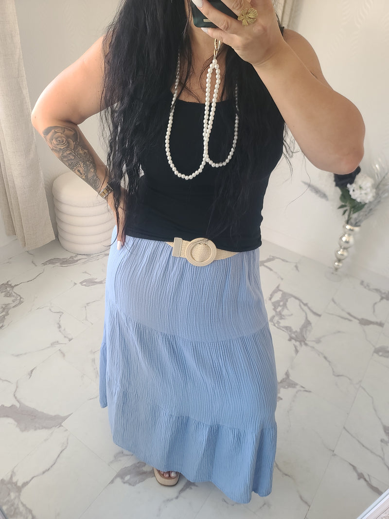 Jupe longue MAÏWENN bleu ciel