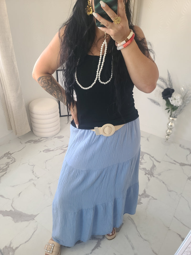 Jupe longue MAÏWENN bleu ciel