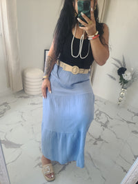 Jupe longue MAÏWENN bleu ciel