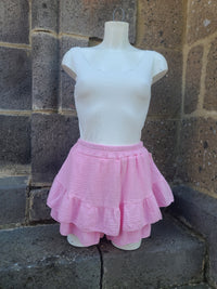 Jupe-short en gaze de coton LYRA rose