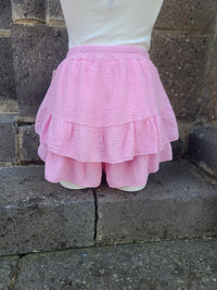 Jupe-short en gaze de coton LYRA rose