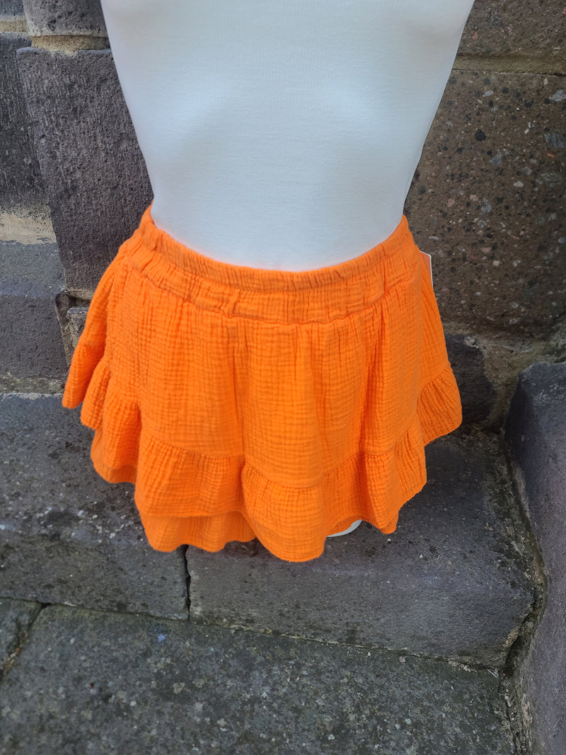 Jupe-short en gaze de coton LYRA orange