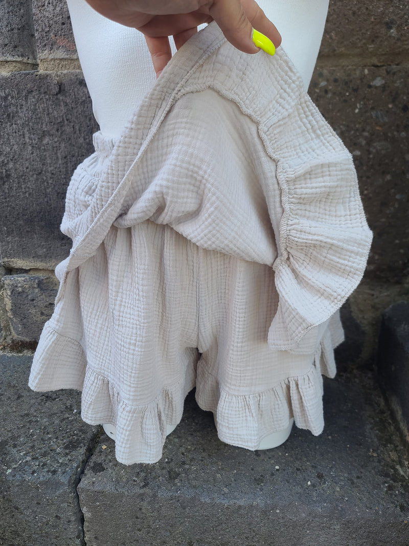 Jupe-short en gaze de coton LYRA beige