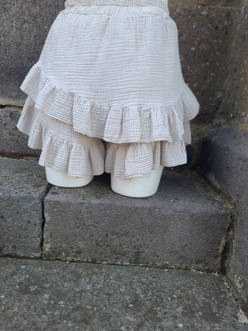 Jupe-short en gaze de coton LYRA beige