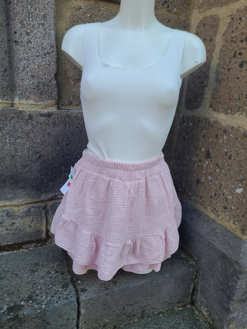 Jupe-short en gaze de coton LYRA blush