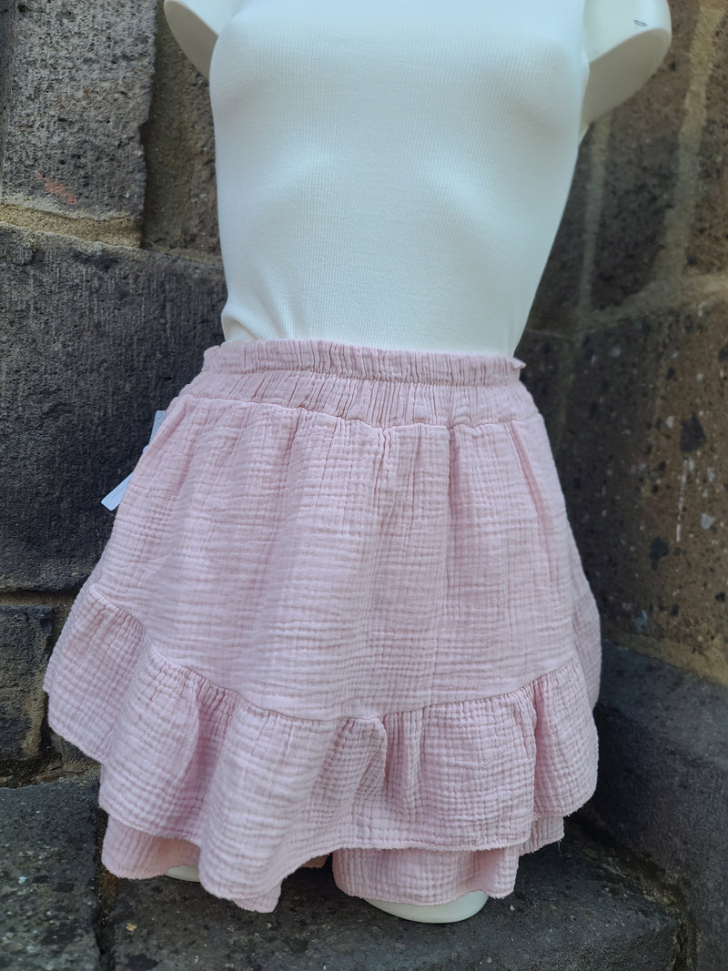 Jupe-short en gaze de coton LYRA blush