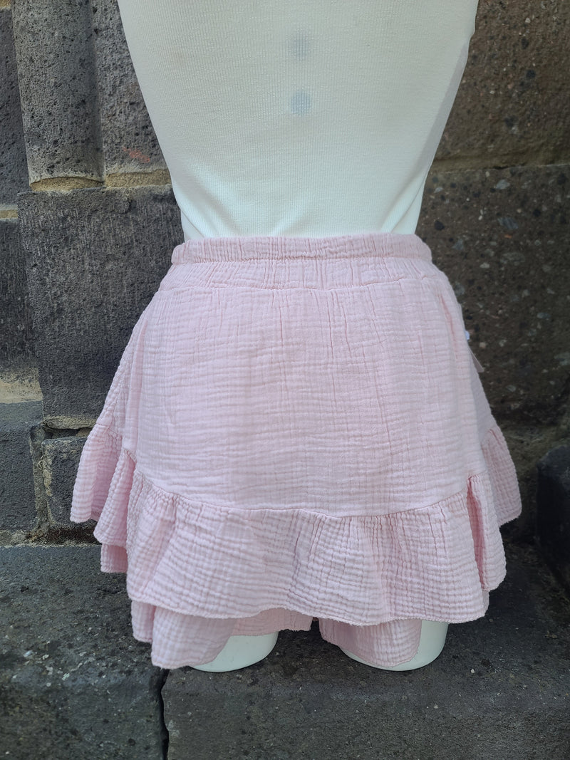 Jupe-short en gaze de coton LYRA blush
