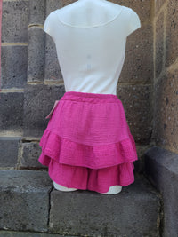 Jupe-short en gaze de coton LYRA fuchsia