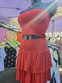 Ensemble bandeau + jupe/short LEO rouge