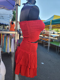 Ensemble bandeau + jupe/short LEO rouge