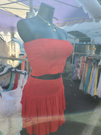 Ensemble bandeau + jupe/short LEO rouge