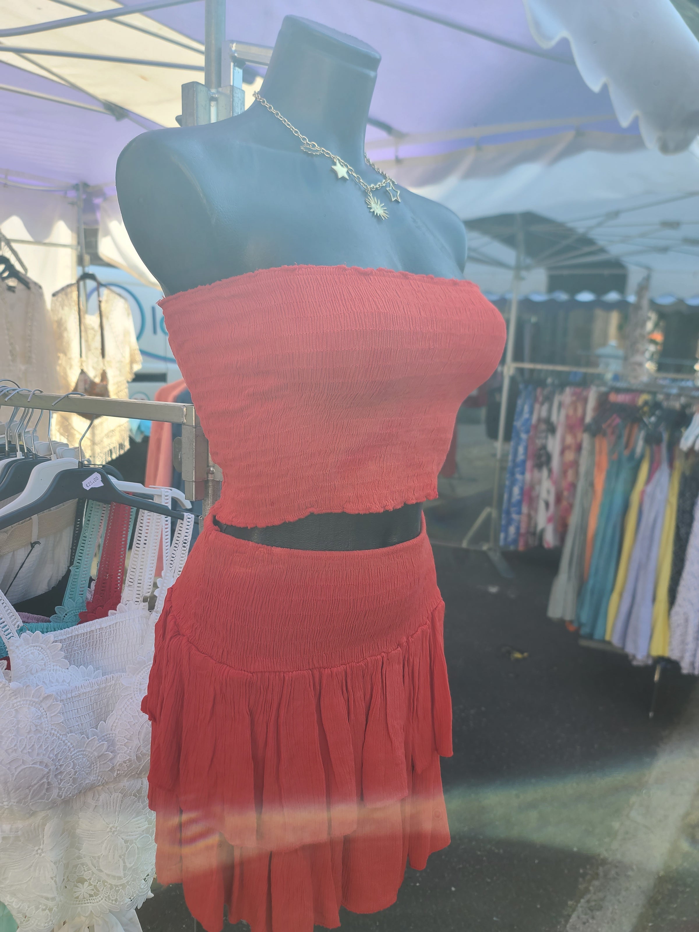 Ensemble bandeau + jupe/short LEO rouge