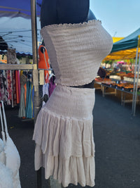 Ensemble bandeau + jupe/short LEO beige