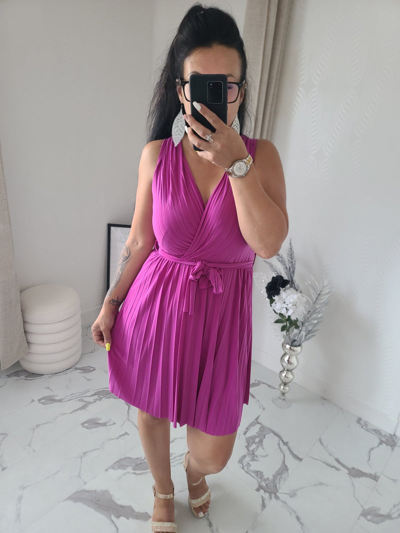 Robe courte AGNES magenta