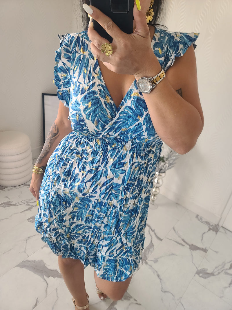 Robe imprimée DAPHNEE bleu