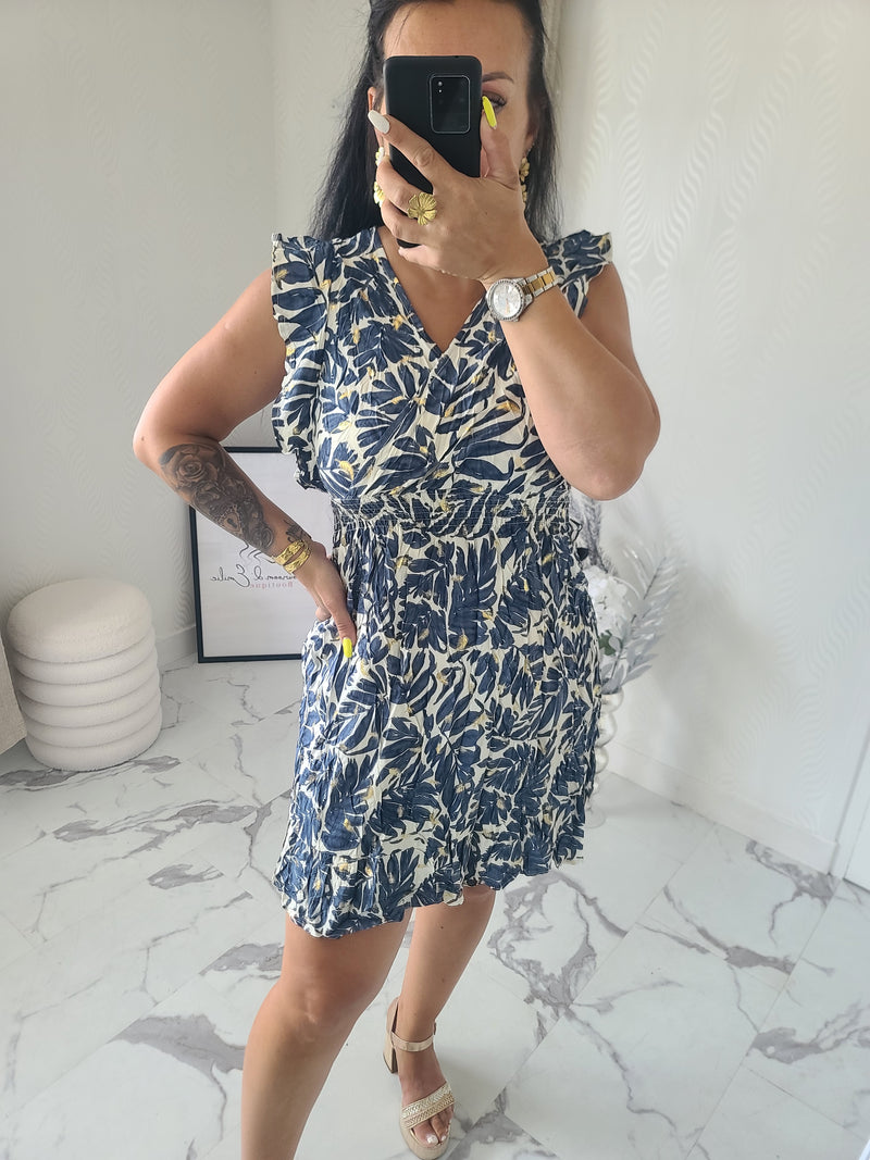 Robe imprimée DAPHNEE marine