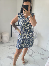 Robe imprimée DAPHNEE marine