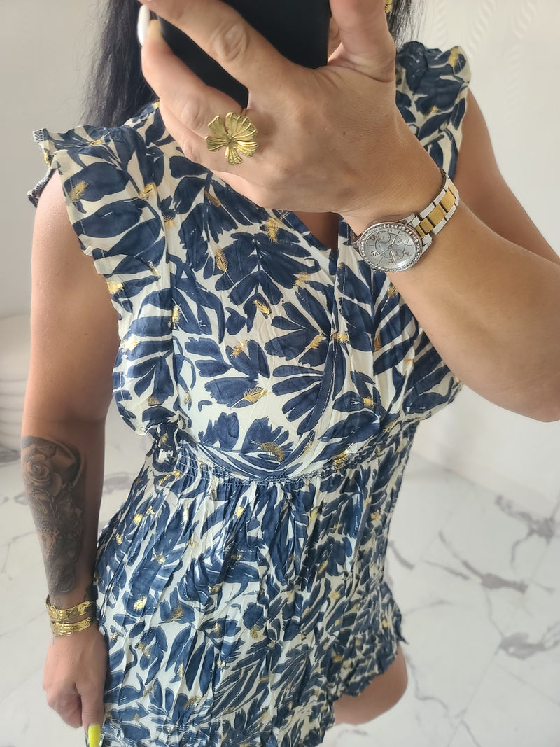 Robe imprimée DAPHNEE marine