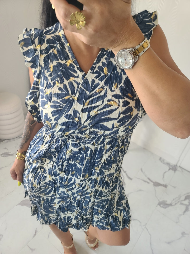 Robe imprimée DAPHNEE marine