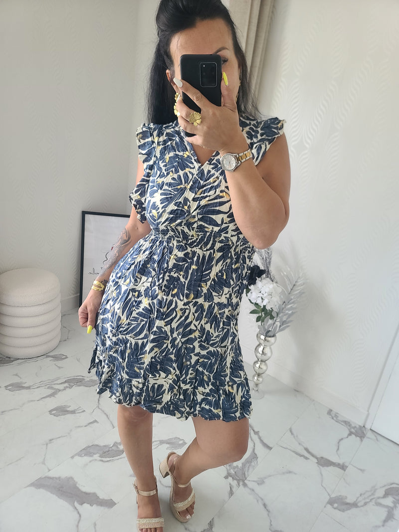 Robe imprimée DAPHNEE marine