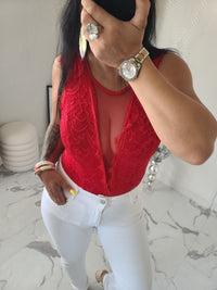 Body CONSTANT en dentelle rouge